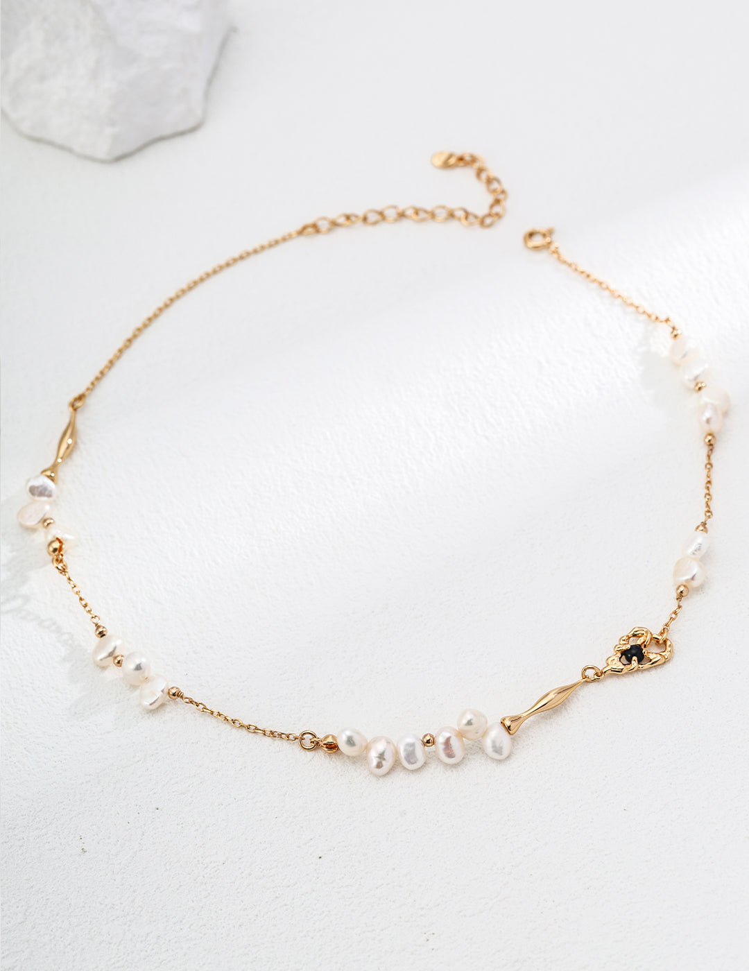 Natural Pearl Black Onyx Necklace(D0594-2)