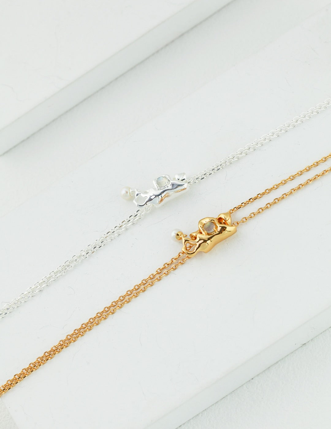 Gray Moonstone Pearl Necklace(D0306)