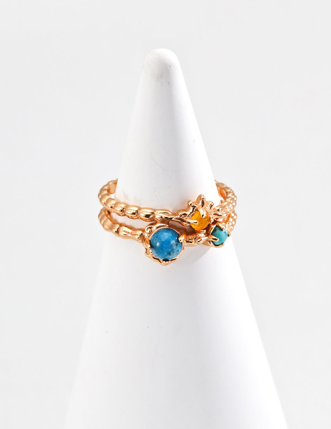 Vintage Synthetic Turquoise Topaz Apatite Ring(J0272-2)