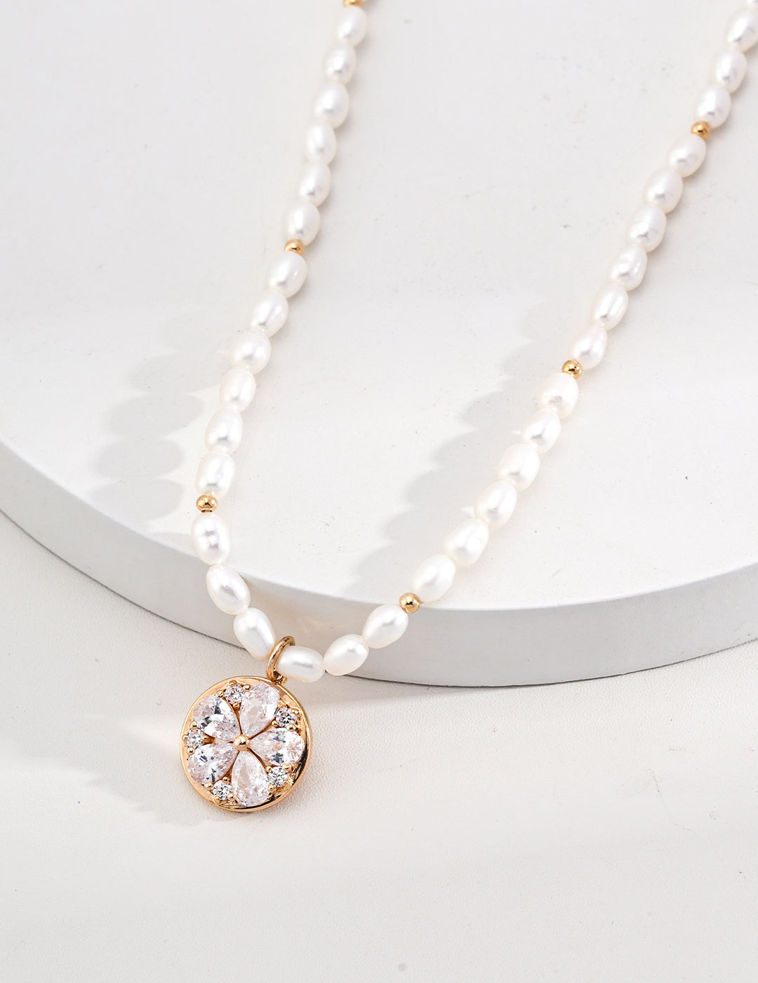 Zircon Pearl Necklace（D0142-2）