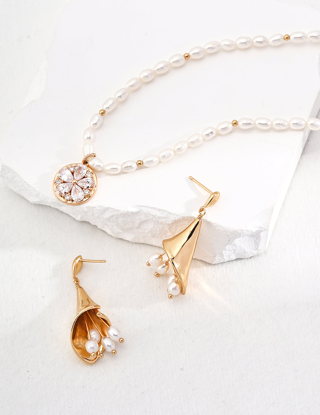 Zircon Pearl Necklace（D0142-2）