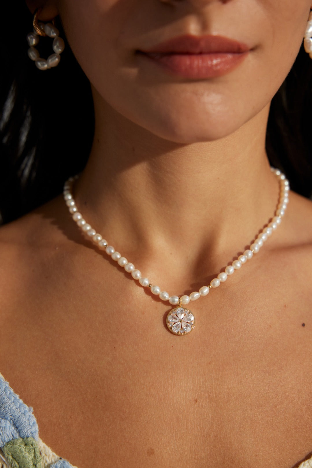 Zircon Pearl Necklace（D0142-2）