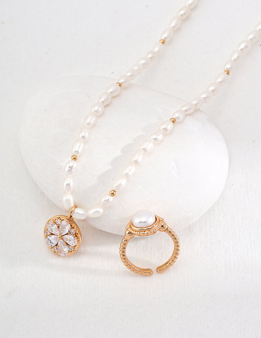 Zircon Pearl Necklace（D0142-2）