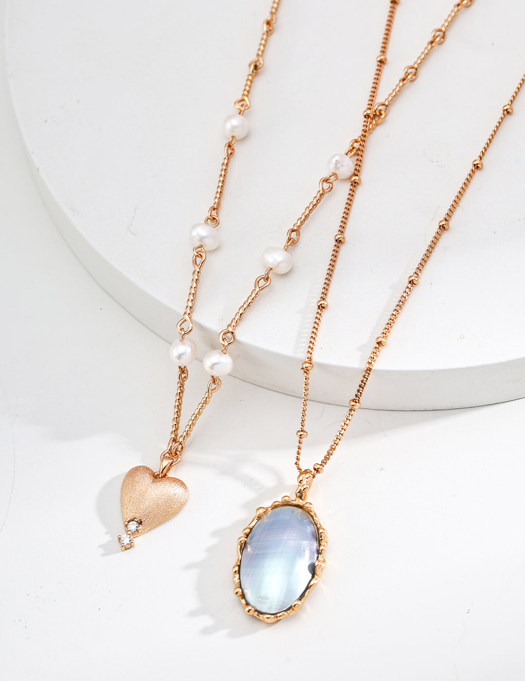 Natural Pearl Frosted Pendant Necklace With Zircon( D0592-2)