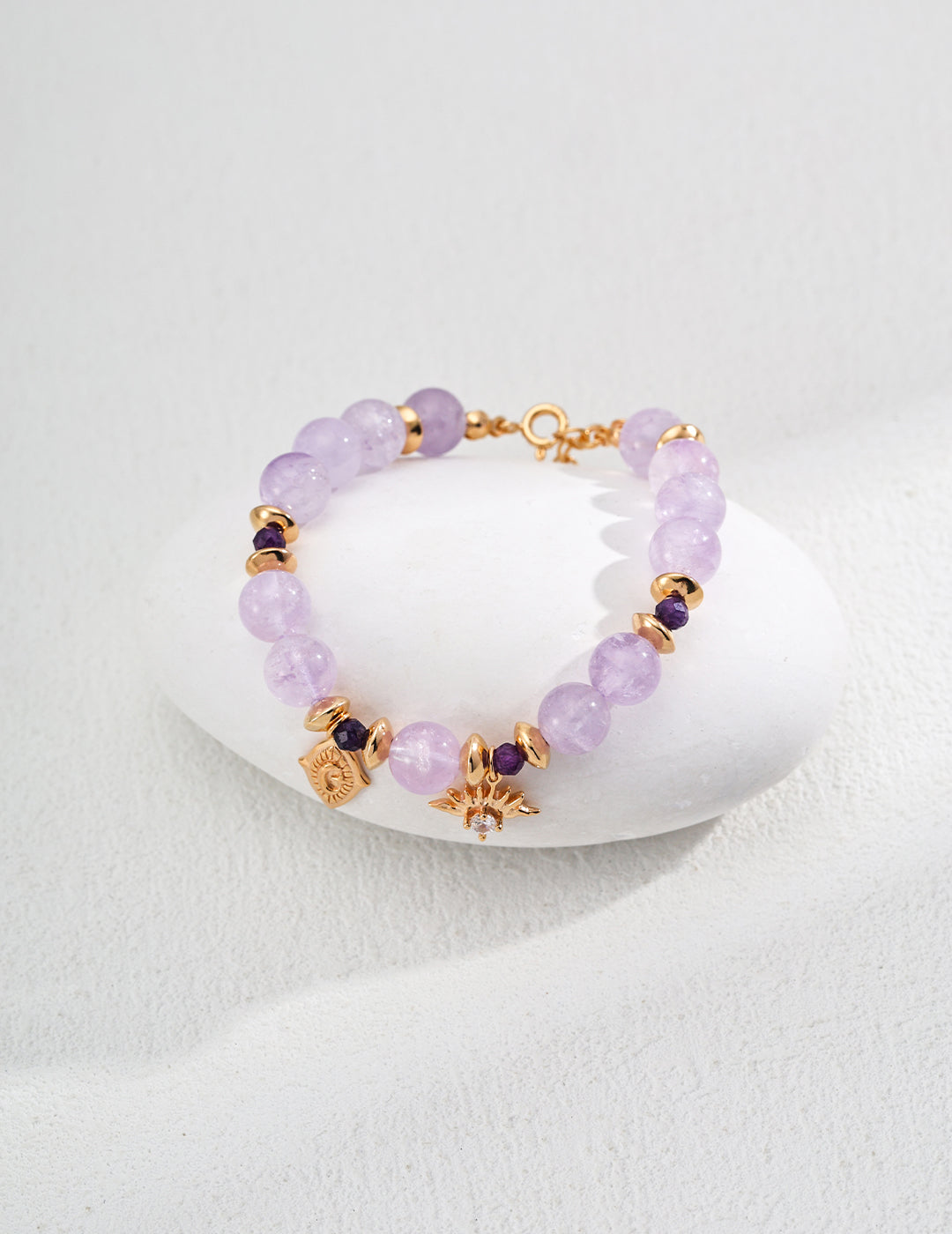 Natural Banana Amethyst Faceted Round Bead Zircon Bracelet(SL0157-2)