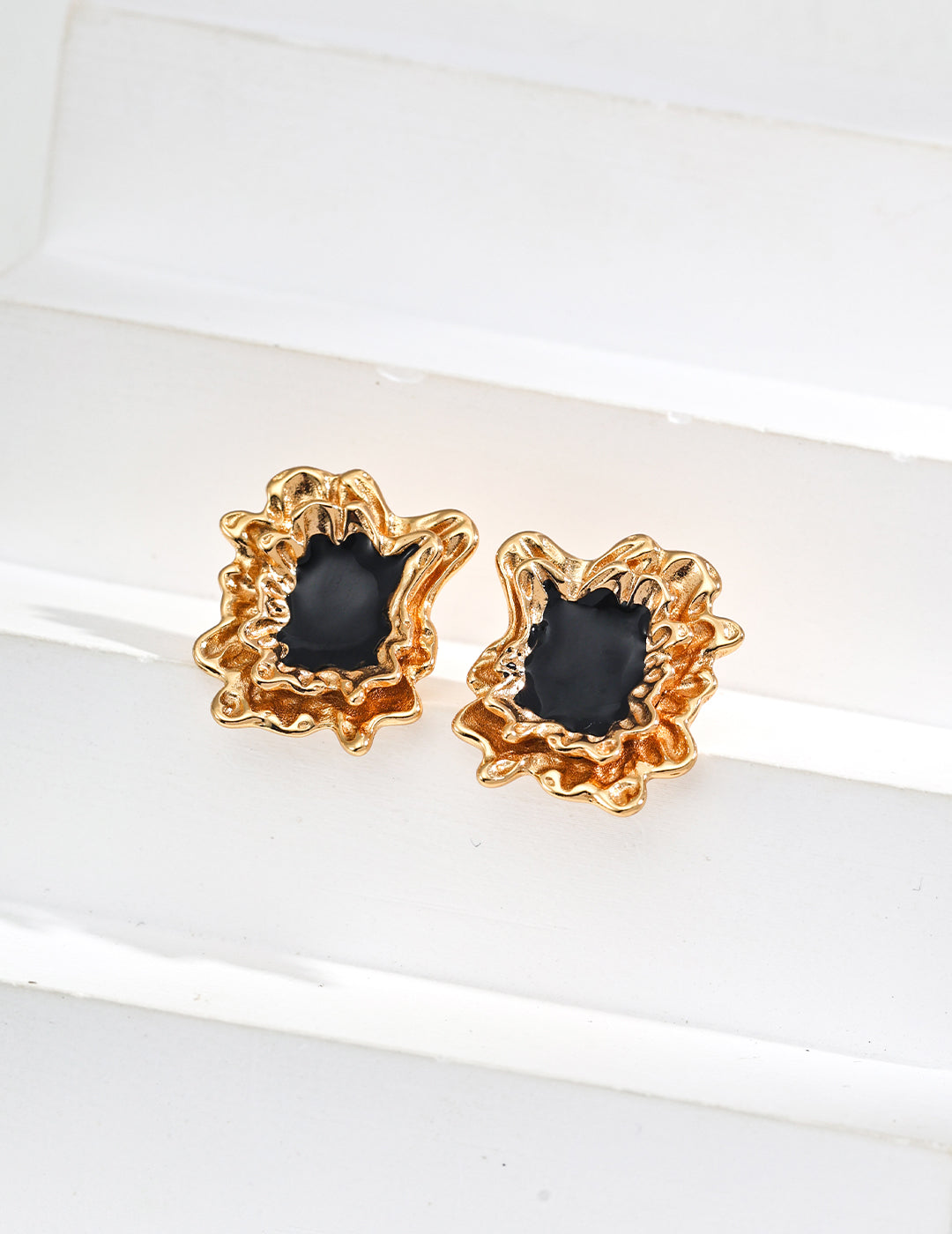 Simple Black Drop Glaze Earrings(E01113-2)