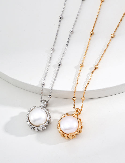 Simple Natural Pearl Pendant Necklace（D0611）