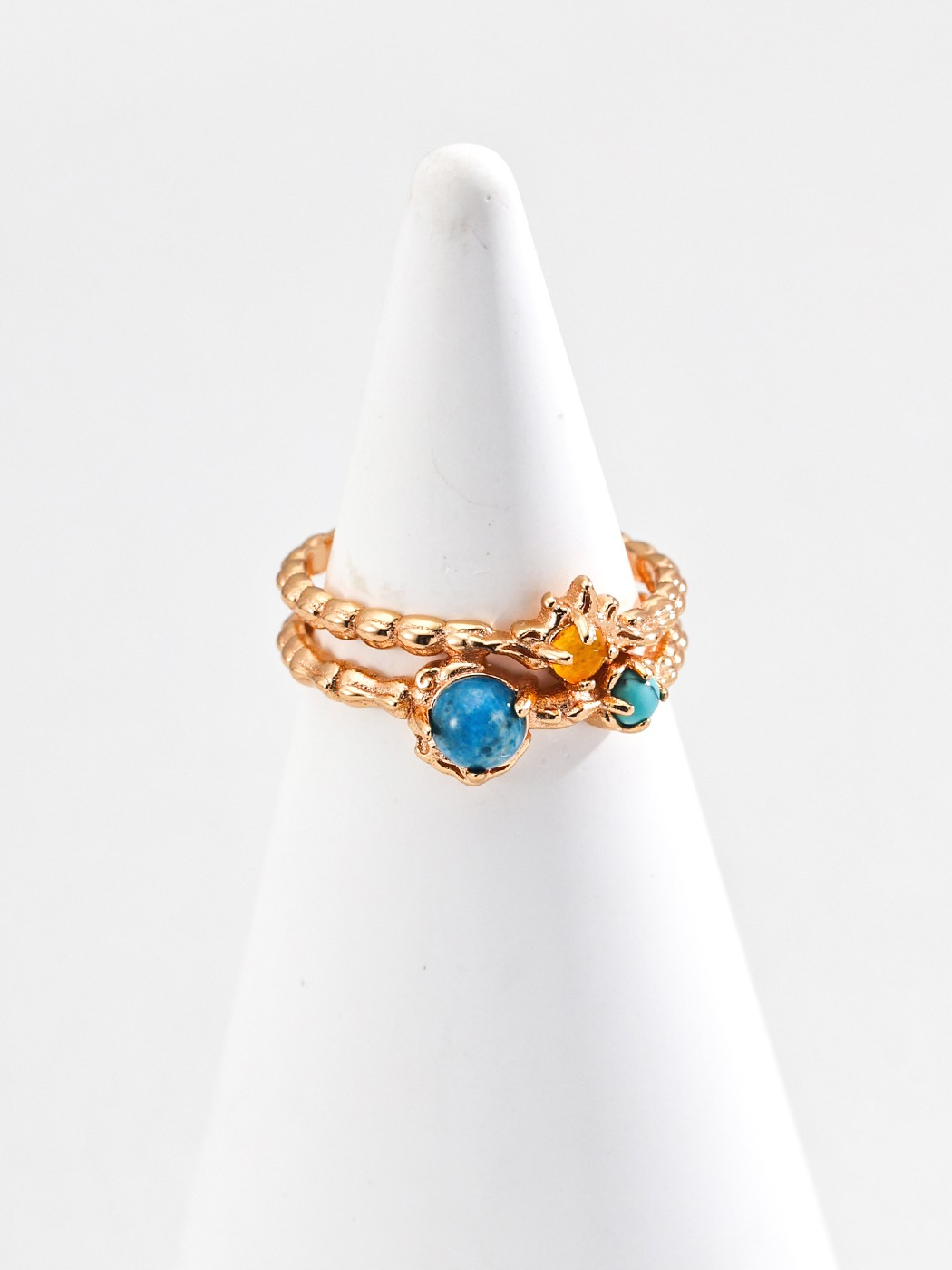 Vintage Synthetic Turquoise Topaz Apatite Ring(J0272-2)