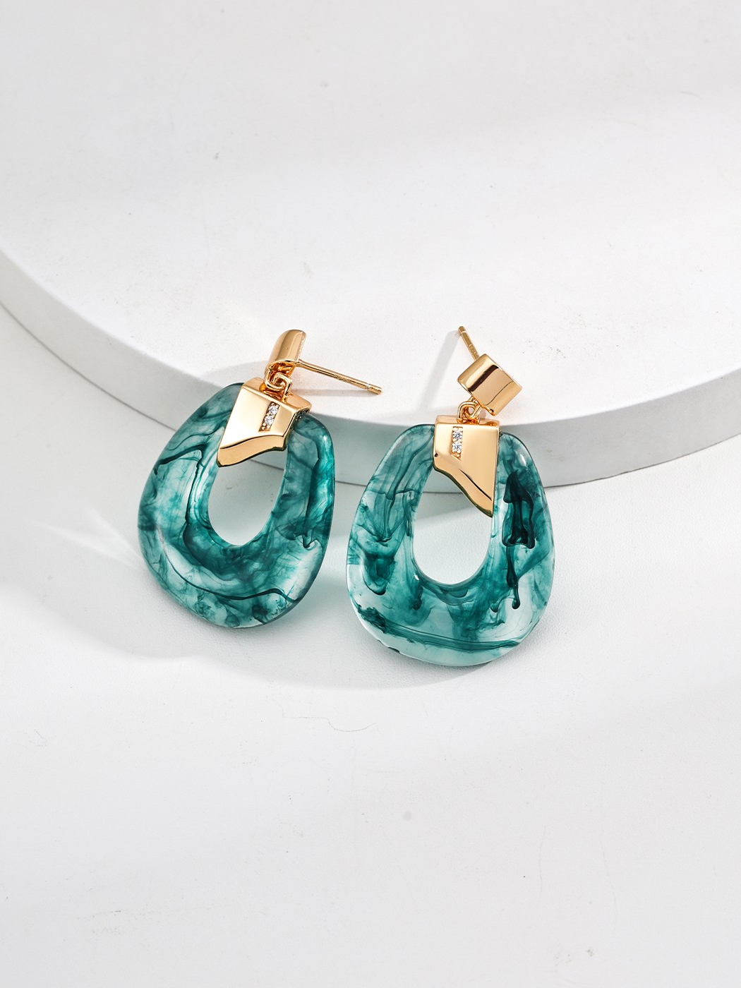 Zircon Imitation Agate Earrings(E01189-2)