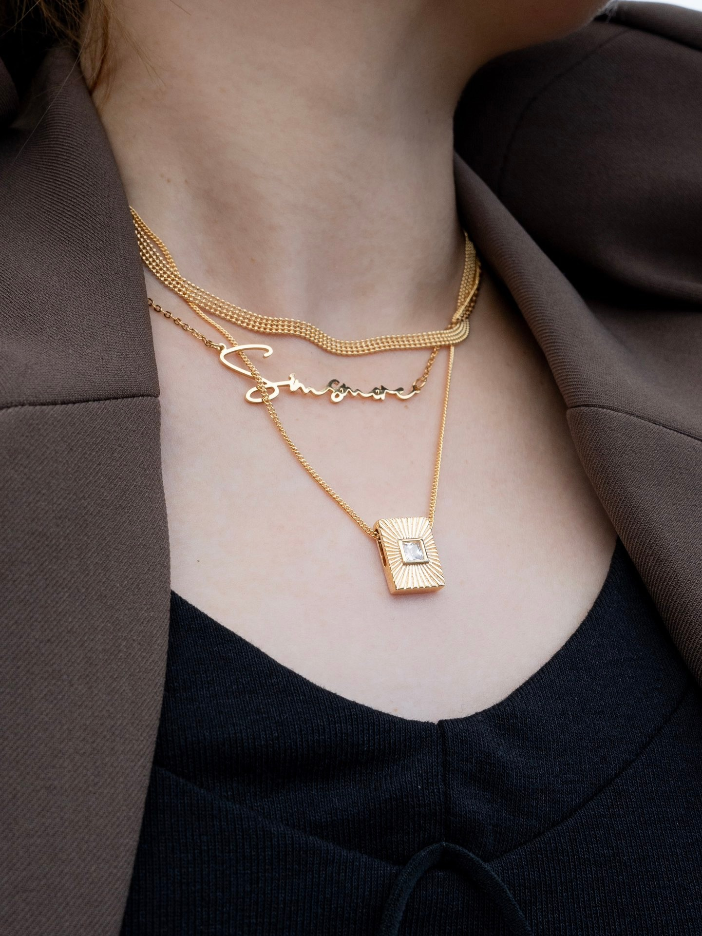 925 Silver Plated 18K gold Customized Letter Necklace