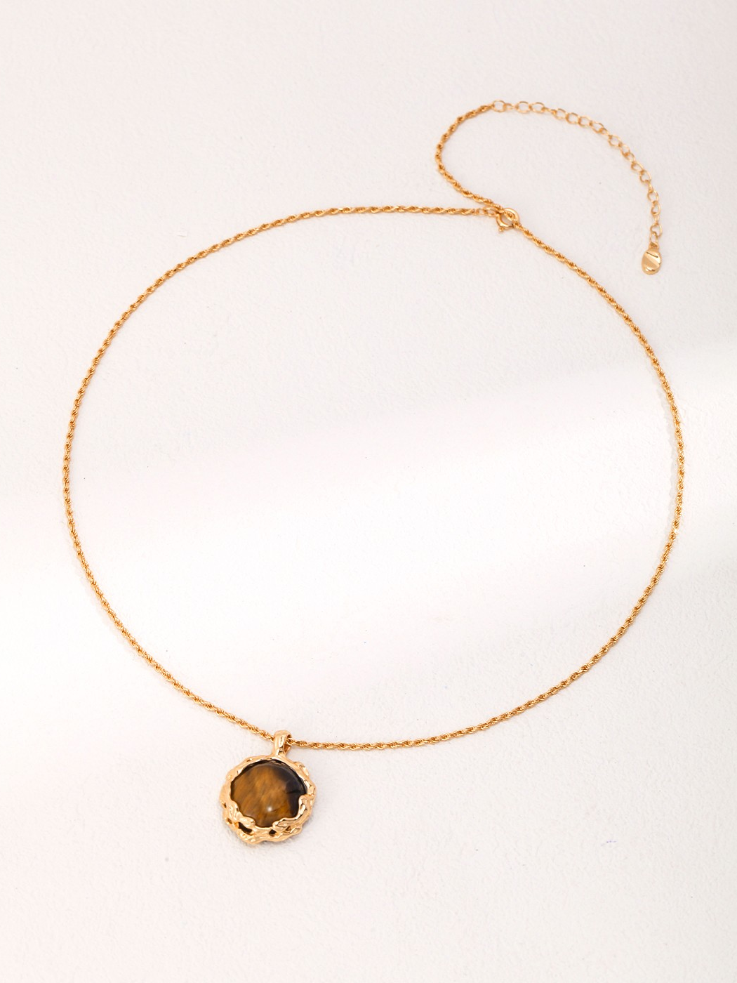 Tiger Eye Stone Necklace Whith Pendant (D0457)