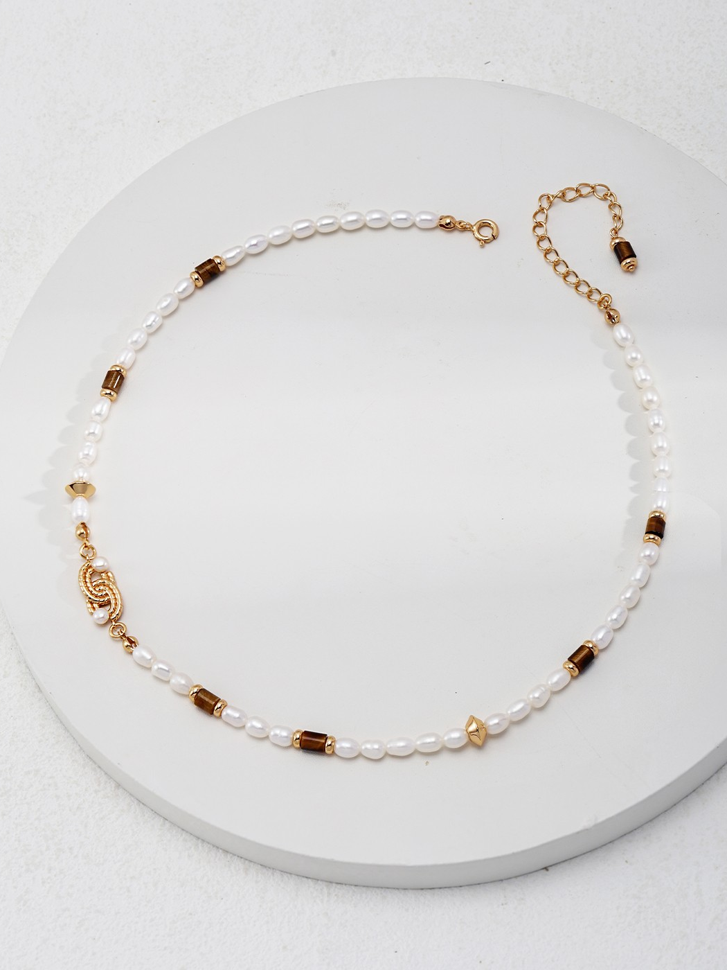 Tiger Eye Stone Necklace (D0485-2)