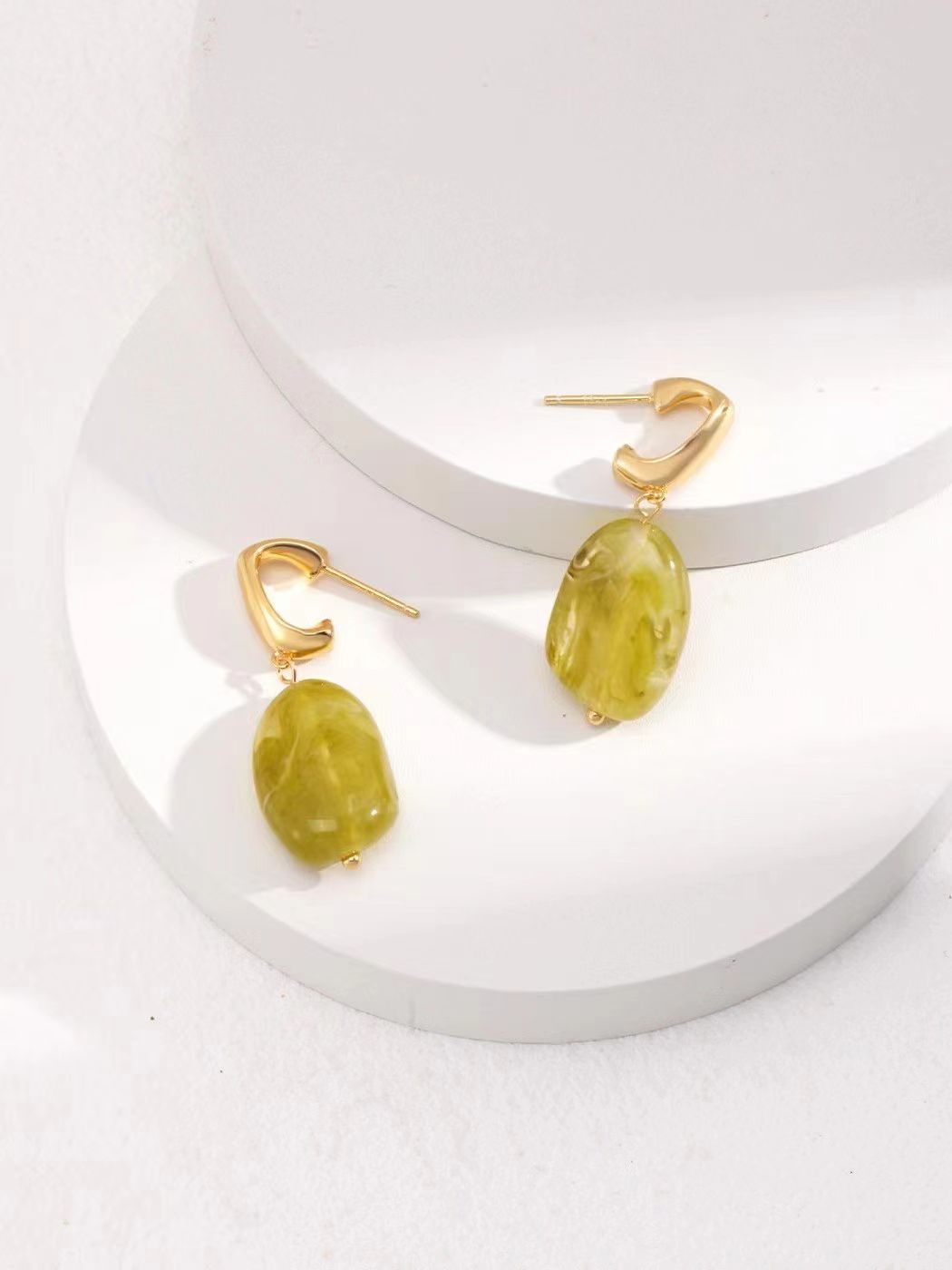 Creole Earrings (stone resin) (E01118)