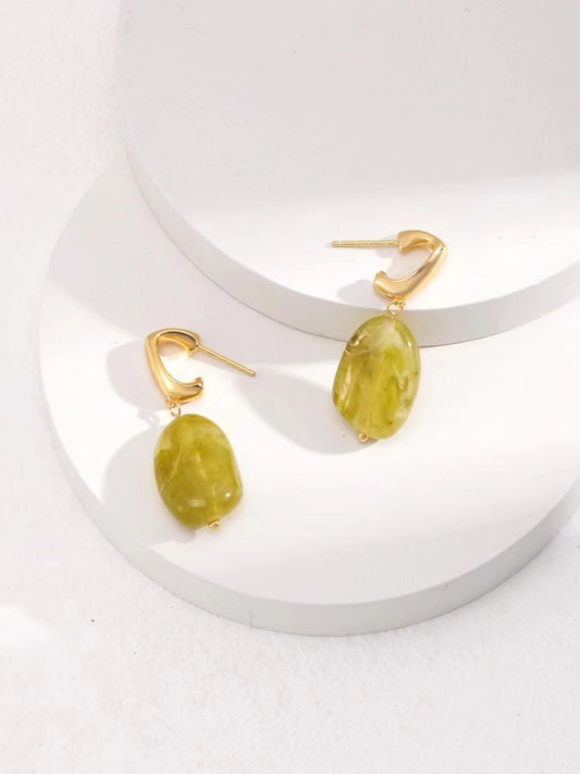 Creole Earrings (stone resin)（E01118)