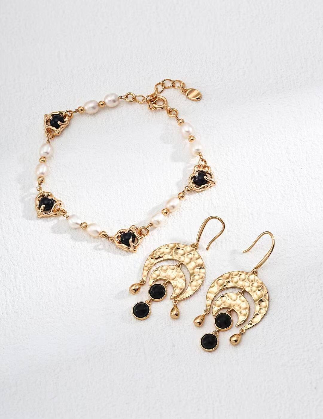 Black Onyx Vintage Earrings(E01235)